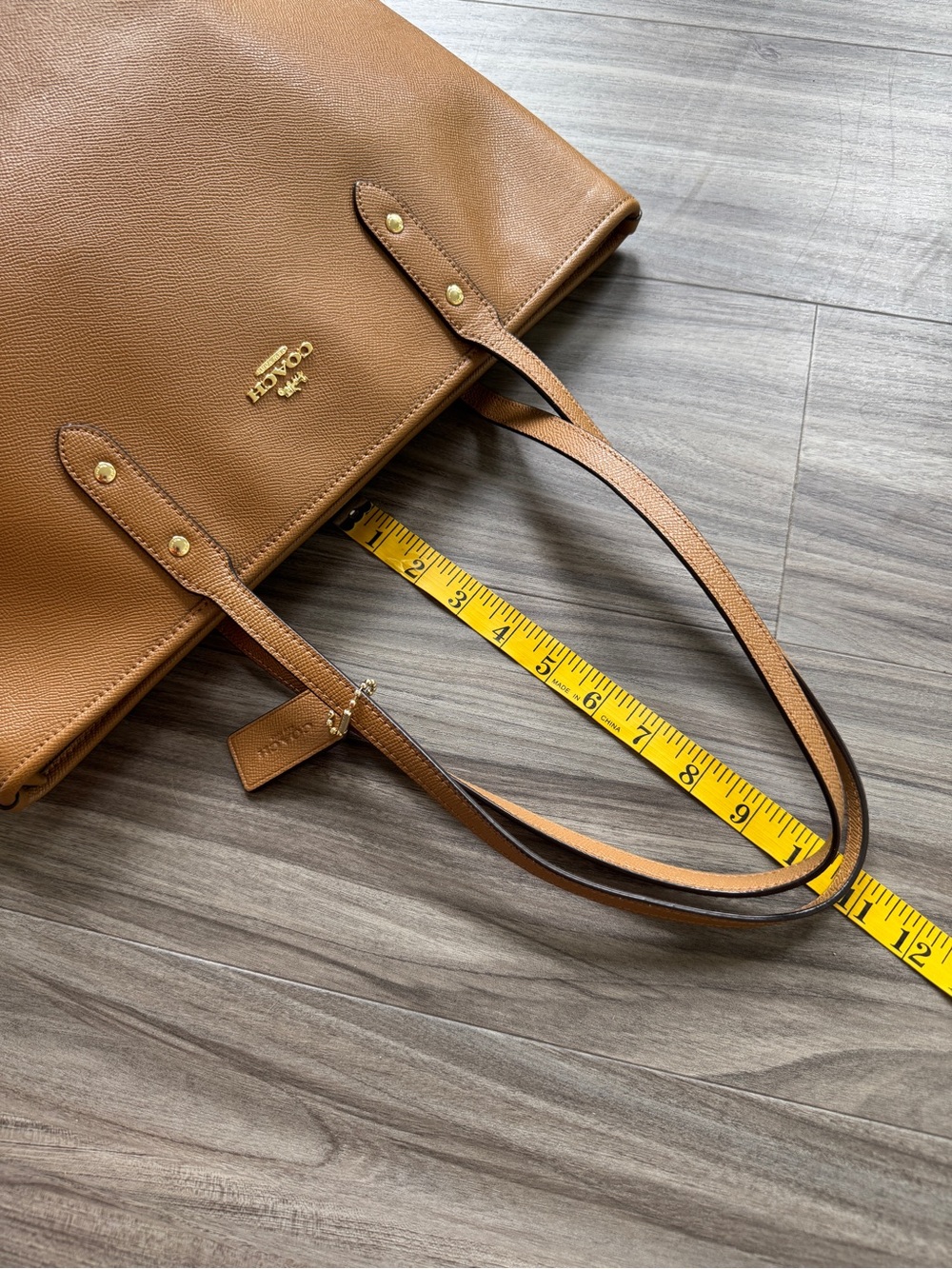 Coach Tan Leather Tote with Gold Logo - Picture 8 of 8